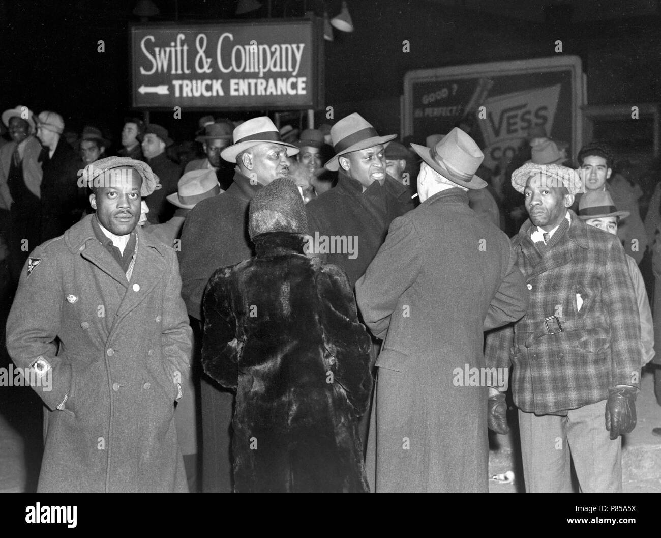 Arbeit Streik bei einem Fleischverpackungbetrieb in der Nähe von Kansas City, MO, Ca. 1946. Stockfoto