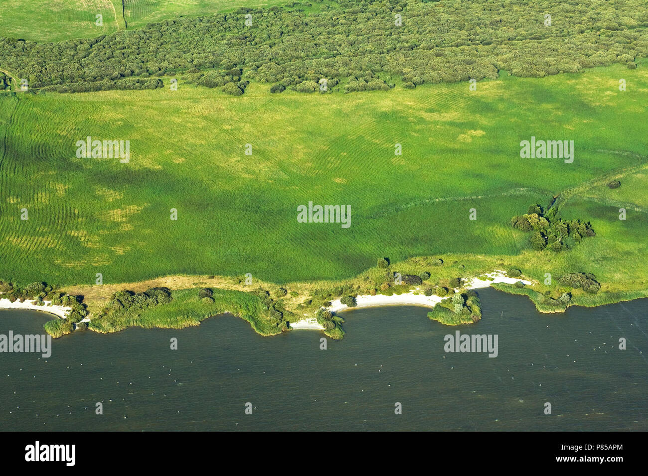 Luchtfoto van de Makkumer Noordwaard; Luftbild der Makkumer Noordwaard Stockfoto