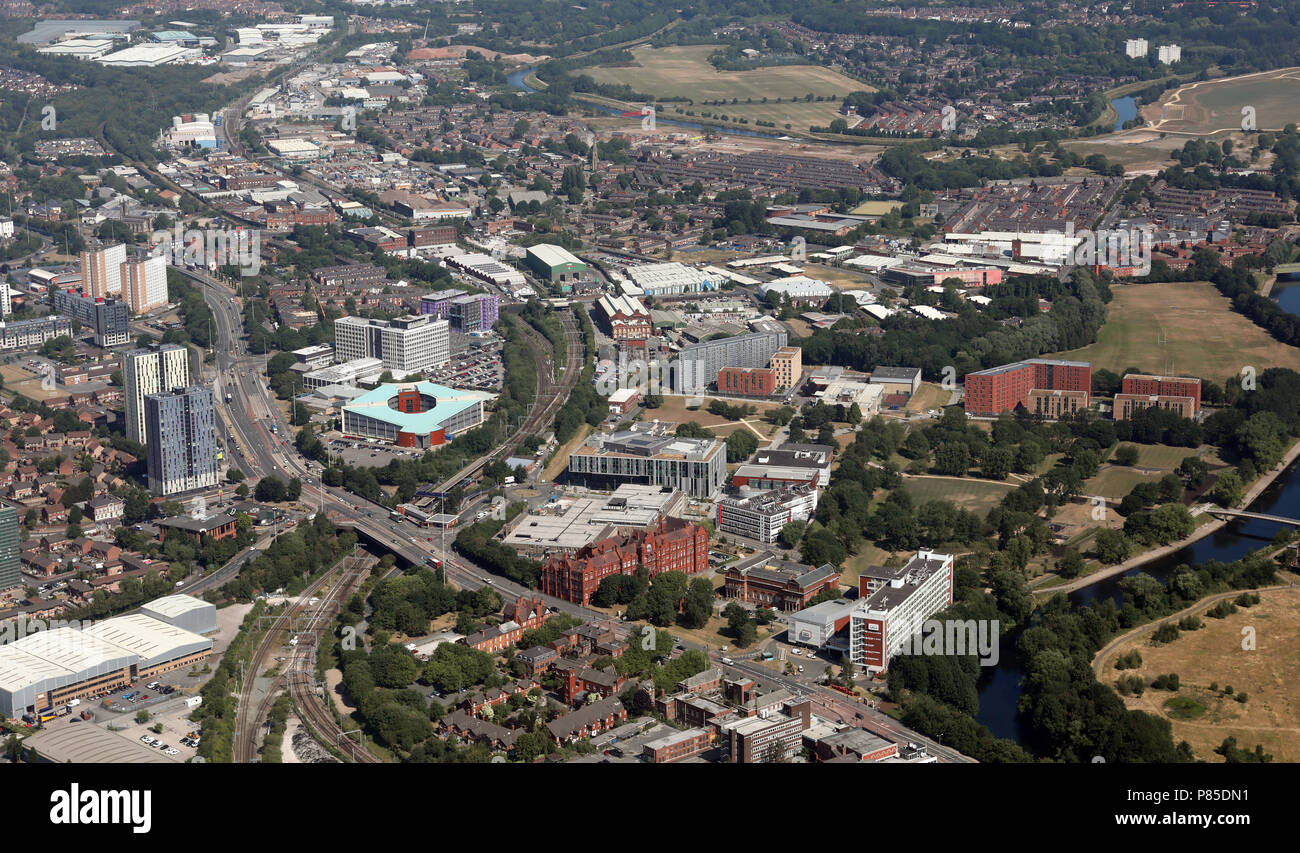 Luftaufnahme der Salford University Stockfoto