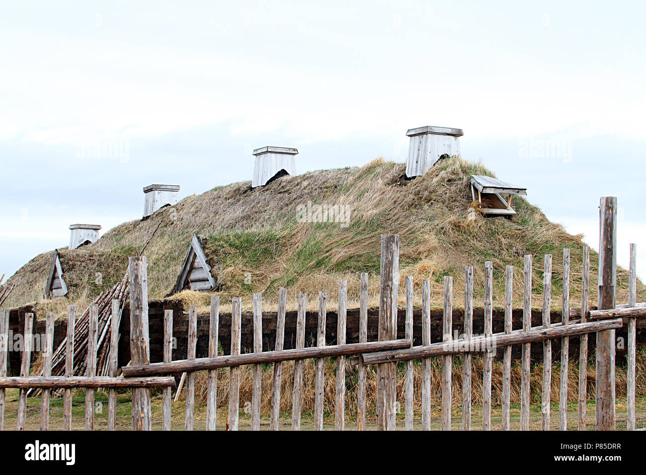 Reisebericht - Neufundland, Kanada, Landschaften und malerische, kanadische Provinz, 'The Rock', Lans au Wiesen früh Wikingerhof Stockfoto