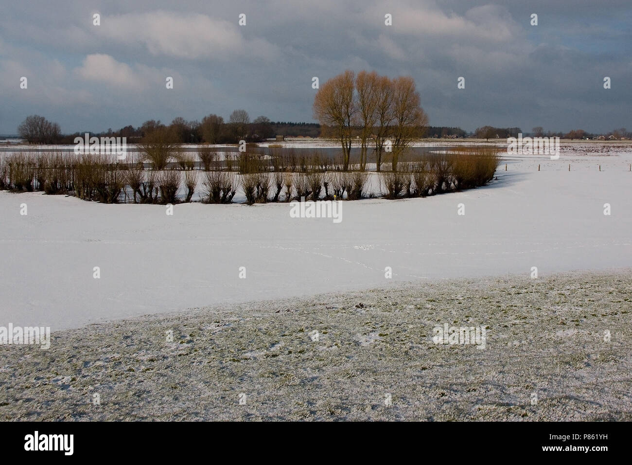 De IJssel in de Winter; die IJssel im Winter Stockfoto