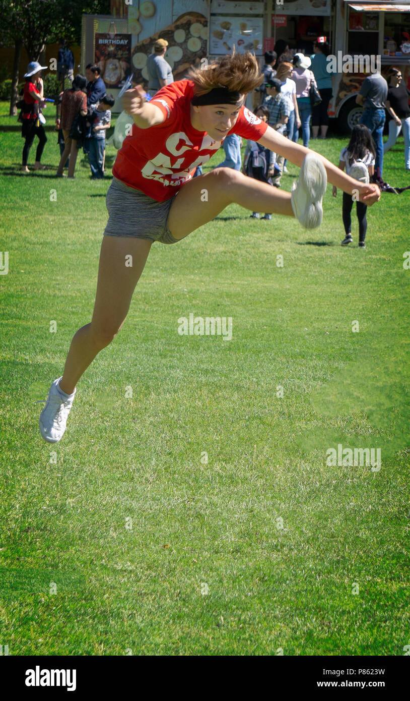 Weibliche sprinten Calgary, Alberta Kanada Stockfoto