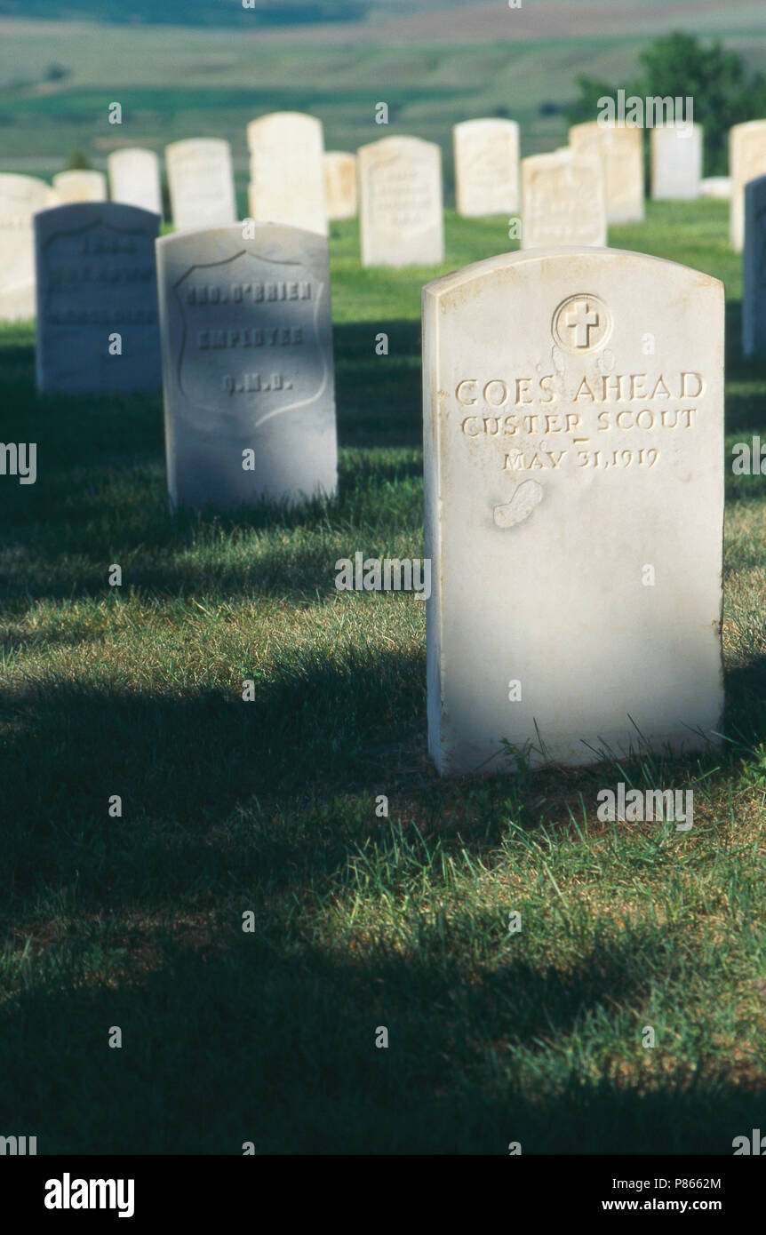 Grab von Custer's Scout geht voran, Custer National Cemetery, Montana. Foto Stockfoto