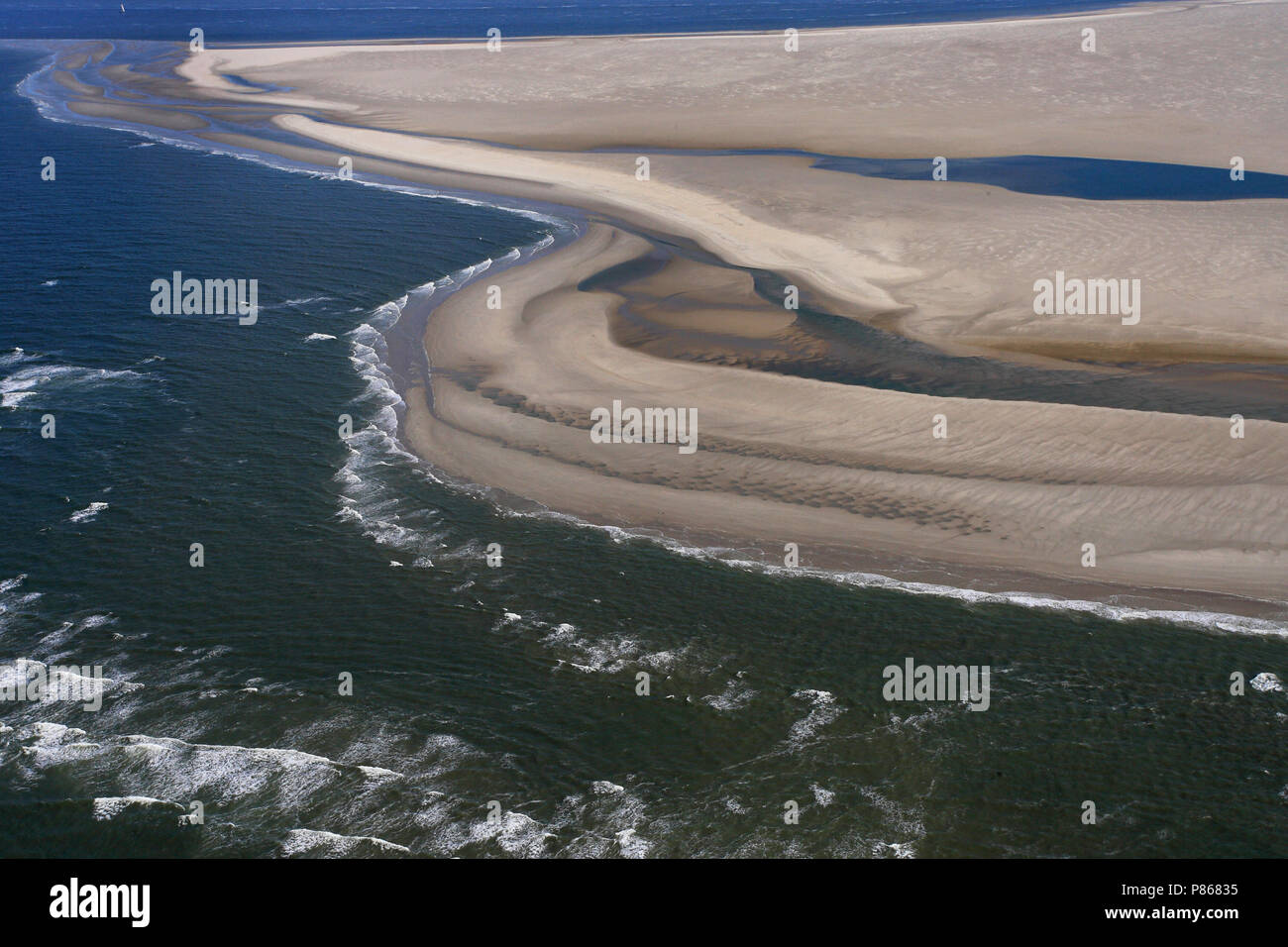 Een groot Deel van de Razende Bol valt tijdens eb Droog. Ein großer Teil von De Razende Bol bei Ebbe. Stockfoto