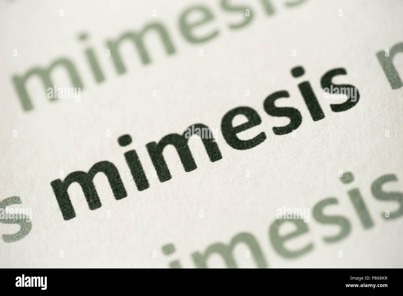 Wort mimesis auf weißem Papier Makro gedruckt Stockfoto