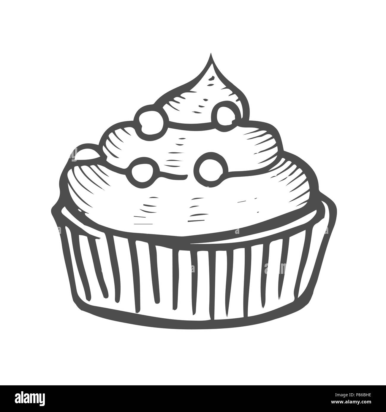 Kuchen Dessert und süß auf weißem Hintergrund. Hand Zeichnung Illustration Vektor. Stock Vektor