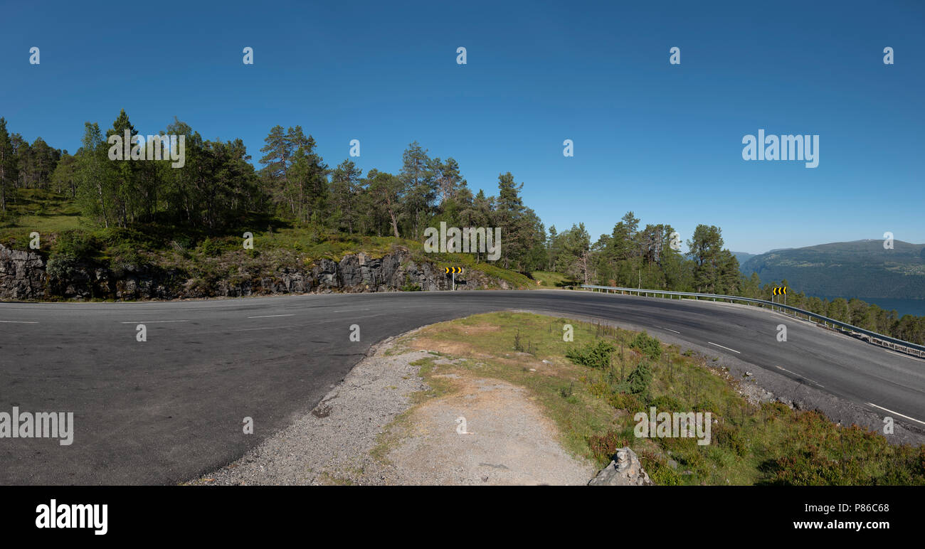 Haarnadelkurve oben Vik, Norwegen Stockfoto