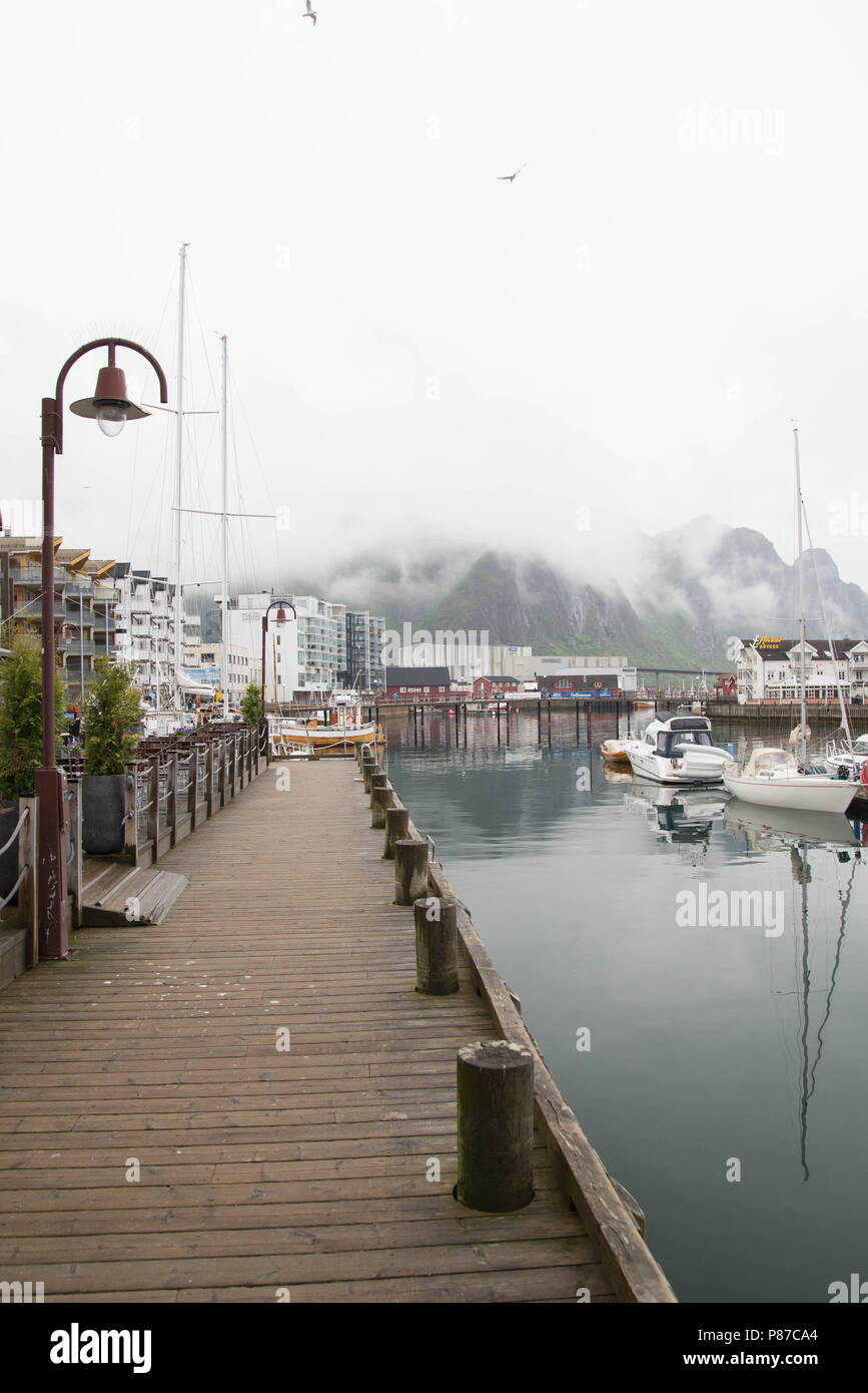 Hafen von svolvaer auf den Lofoten Inseln, Nordland, Norwegen Stockfoto
