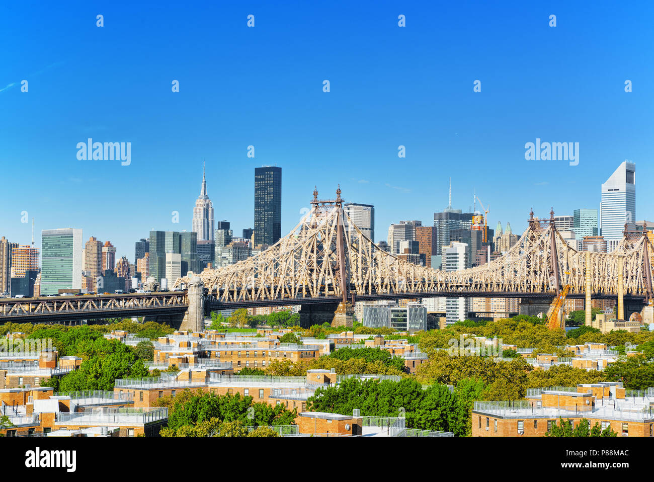 New York, Queensborough Bridge über den East River zwischen Manhattan und Long Island City im Stadtteil Queens. USA. Stockfoto