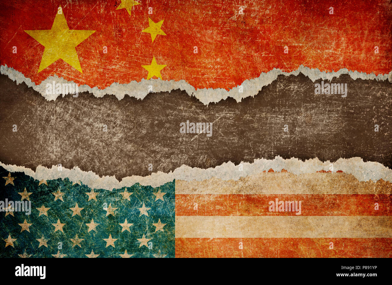 Handelskrieg zwischen den USA und China Konzept Stockfoto