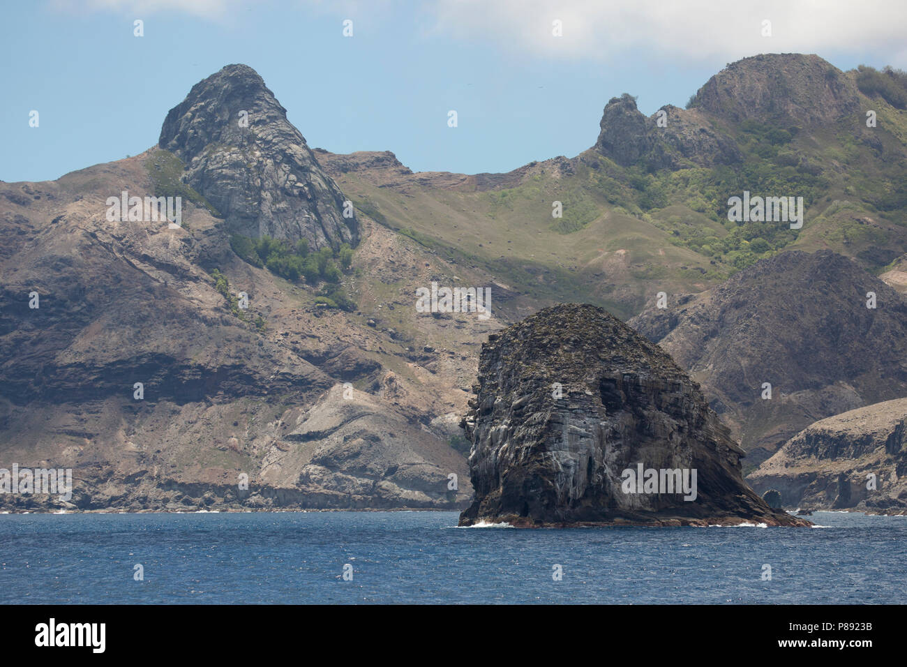 Vulkanischen Küstenlinie von Ua Pou, Marquesas Inseln Stockfoto