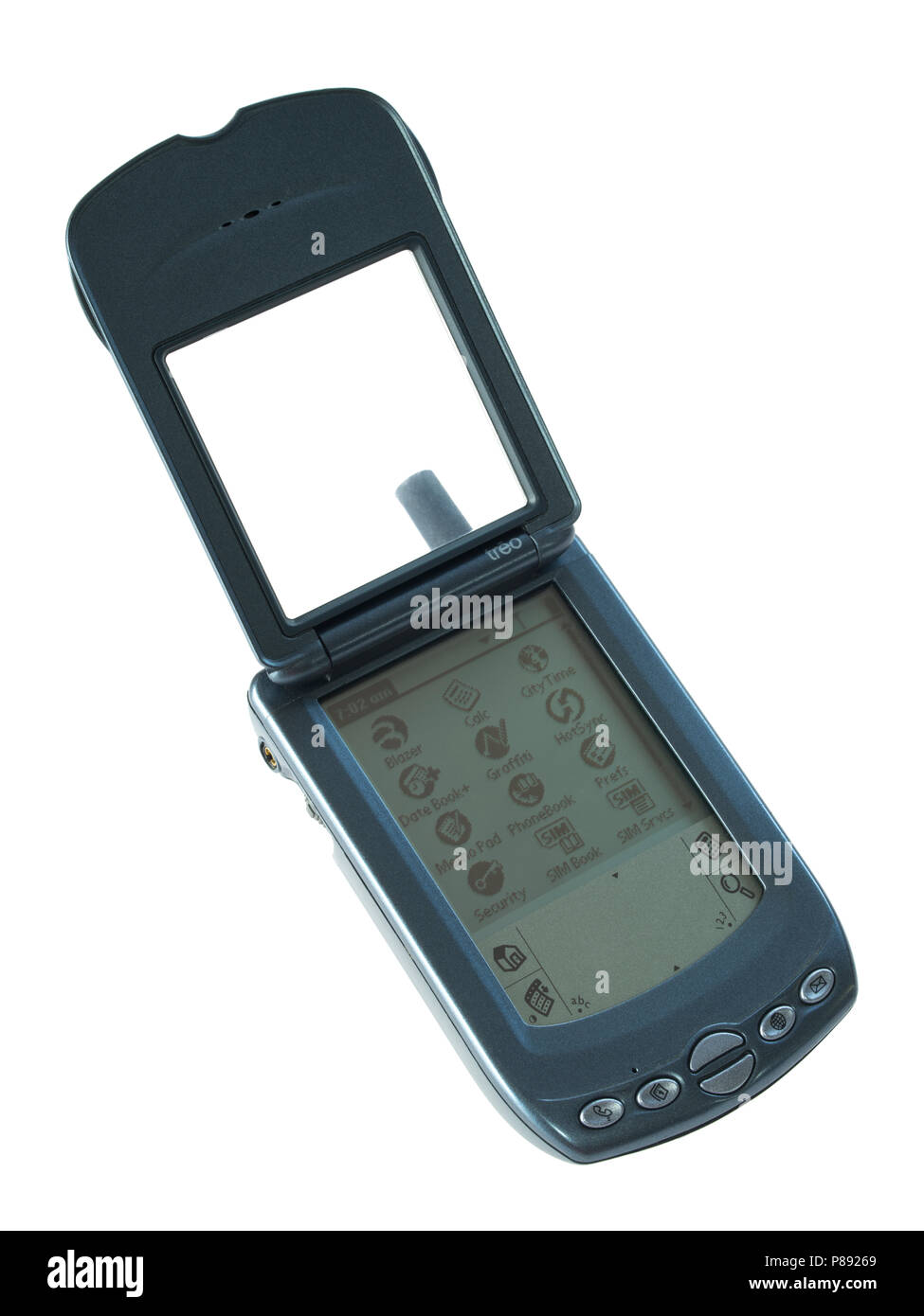 Handspring/Palm Treo 180 erschienen 2002. Integrierte Dual-band-GSM-Smartphone mit Internetzugang, Browser, Touchscreen, Stift, Palm OS Stockfoto
