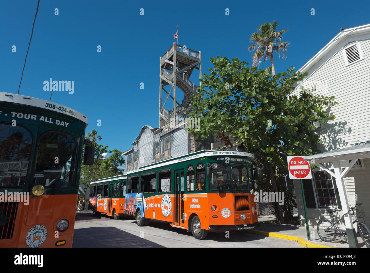 Schiffbruch Schätze Museum und Tour Busse in Key West, Florida Stockfoto