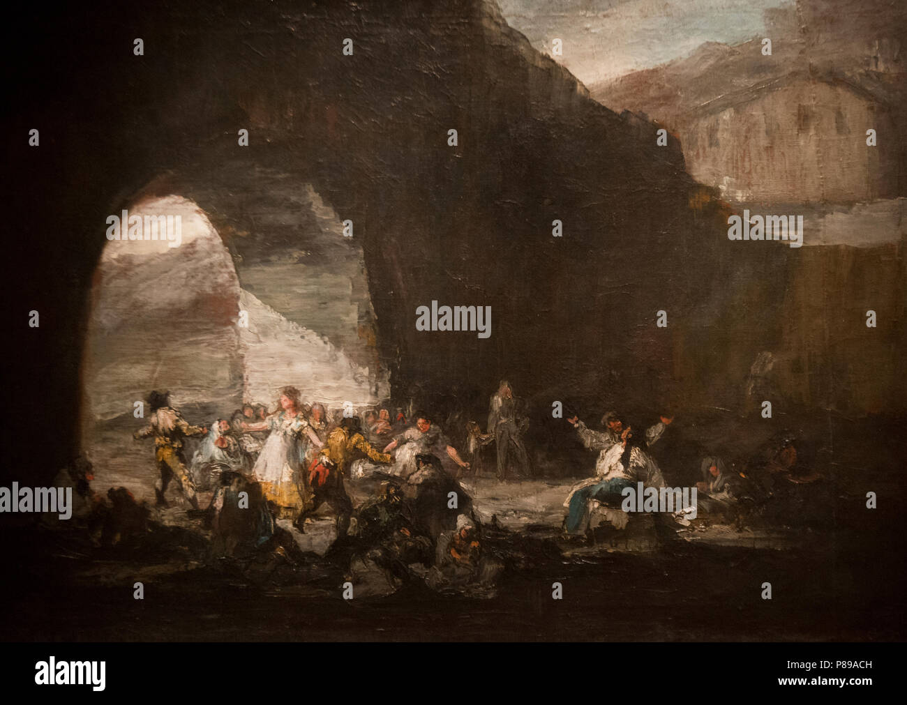 Francisco de Goya y Lucientes - Fiesta beliebte Bajo un Puente (1808-12) Stockfoto