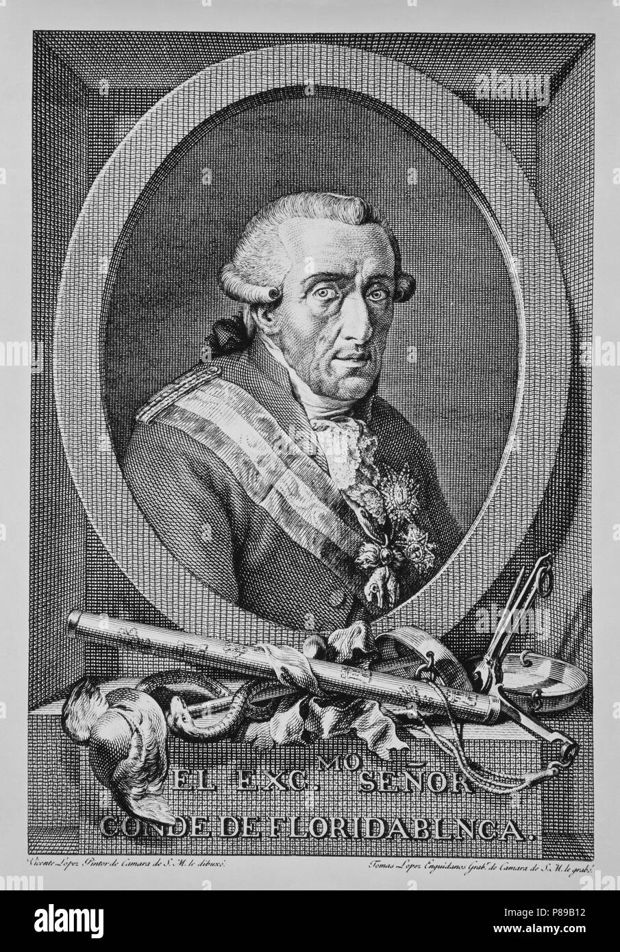 Retrato de José Moñino y Redondo, Conde de Floridablanca (1728-1808). Estadista. Embajador de Roma (1777). Impuldor del Reformismo moderado. Museum: Biblioteca Nacional. Stockfoto