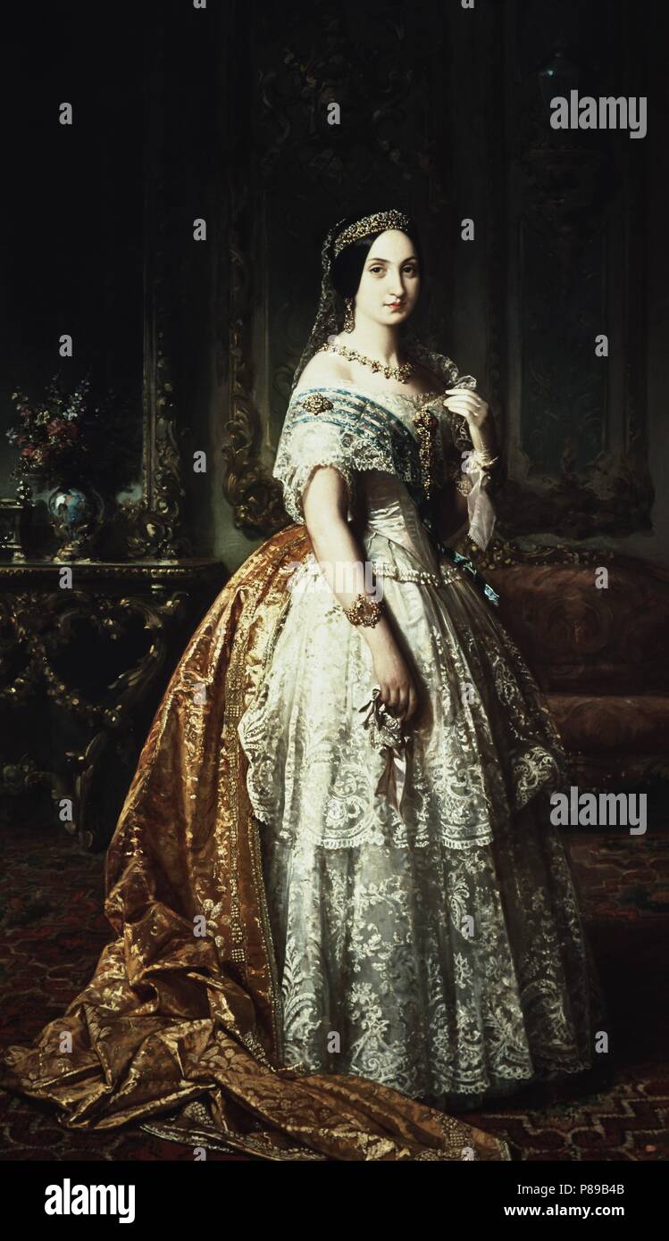 Retrato de la Infantin María Luisa Fernanda de Borbón (1832-1897). Segunda hija del Rey Fernando VII y María Cristina de Las Dos Sicílias. Casada con el 1846 Antonio de Orleans, Duque de Montpensier, hijo de Felipe ich de Francia. Museum: PALACIO REAL. Stockfoto