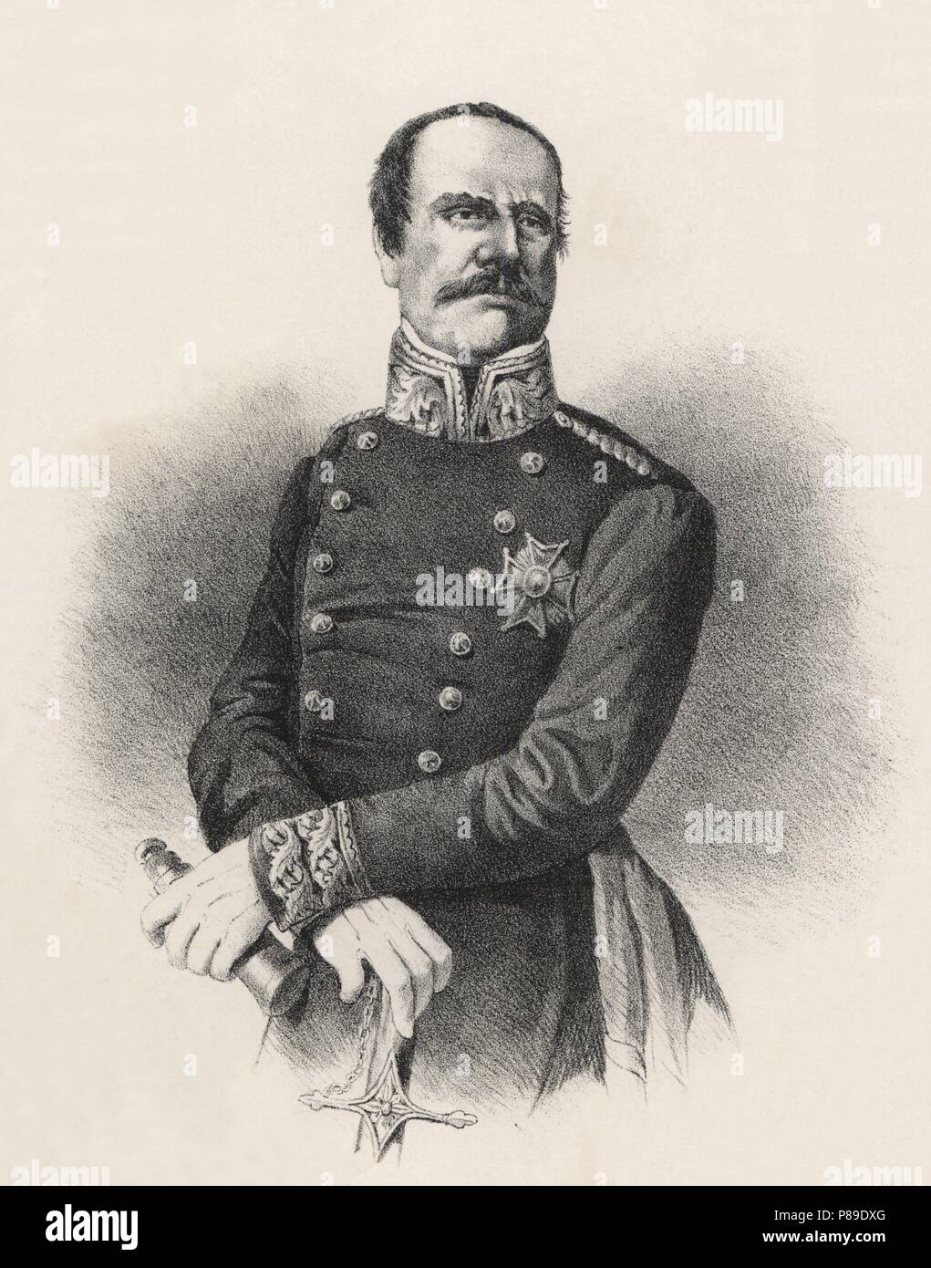 Rafael Maroto Yserns (1783-1847), militar Español, jefe carlista. Grabado de 1880. Stockfoto