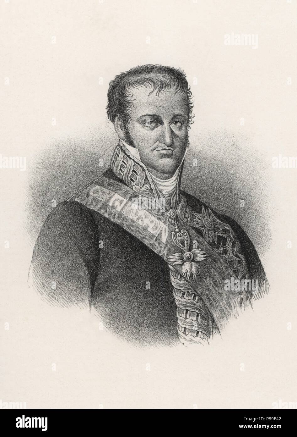 Fernando VII (1784-1833), El Deseado, rey de España. Grabado de 1880. Stockfoto