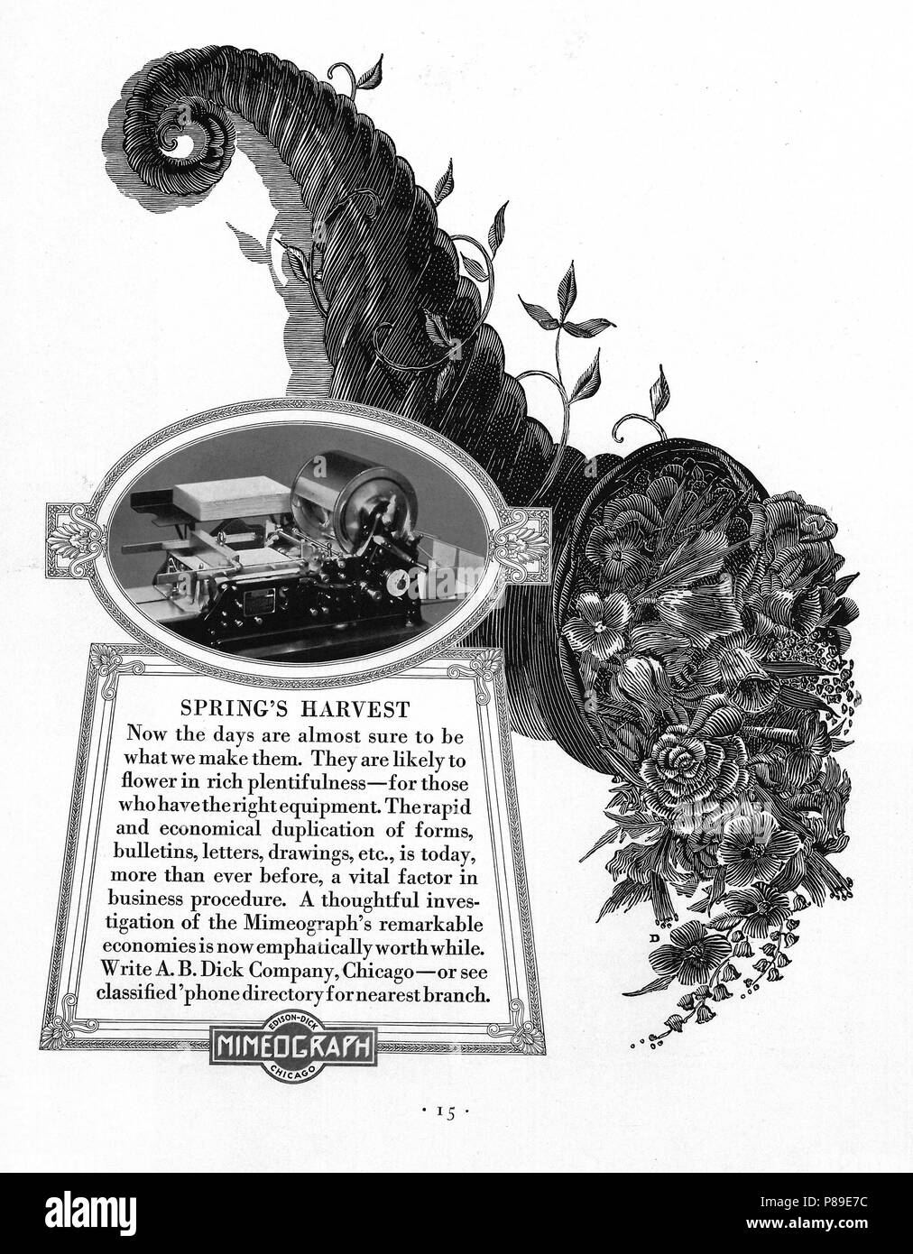 Werbung für das Edison Mimeograph. Museum: private Sammlung. Stockfoto