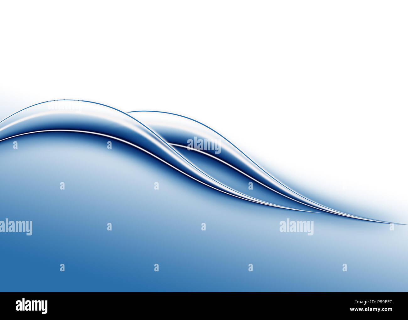 Abstrakte Komposition mit Wellen von blau-weiß Farbverlauf Hintergrund Stockfoto
