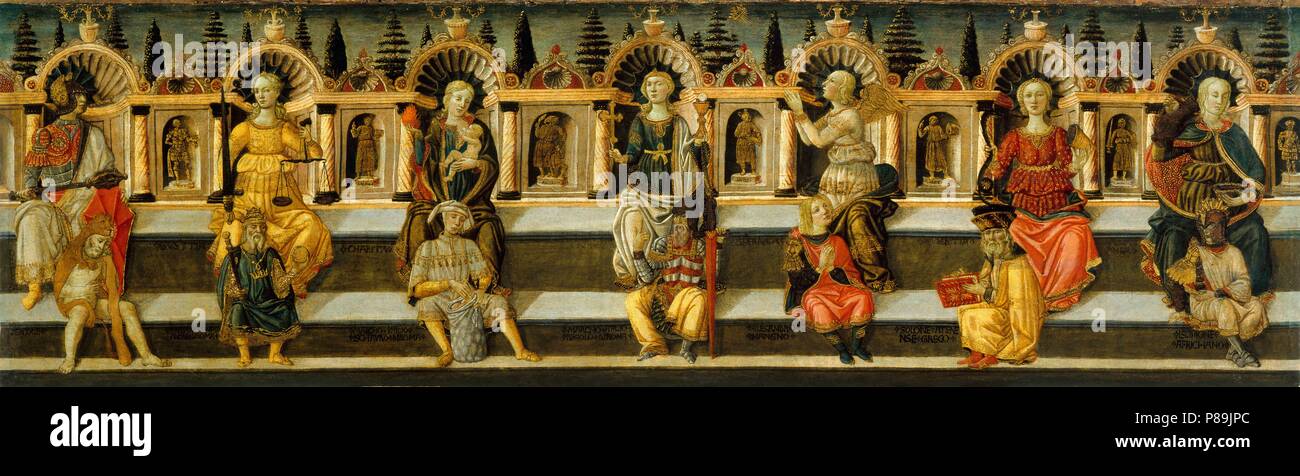 Die sieben Tugenden. Museum: Museu Nacional d'Art de Catalunya, Barcelona. Stockfoto