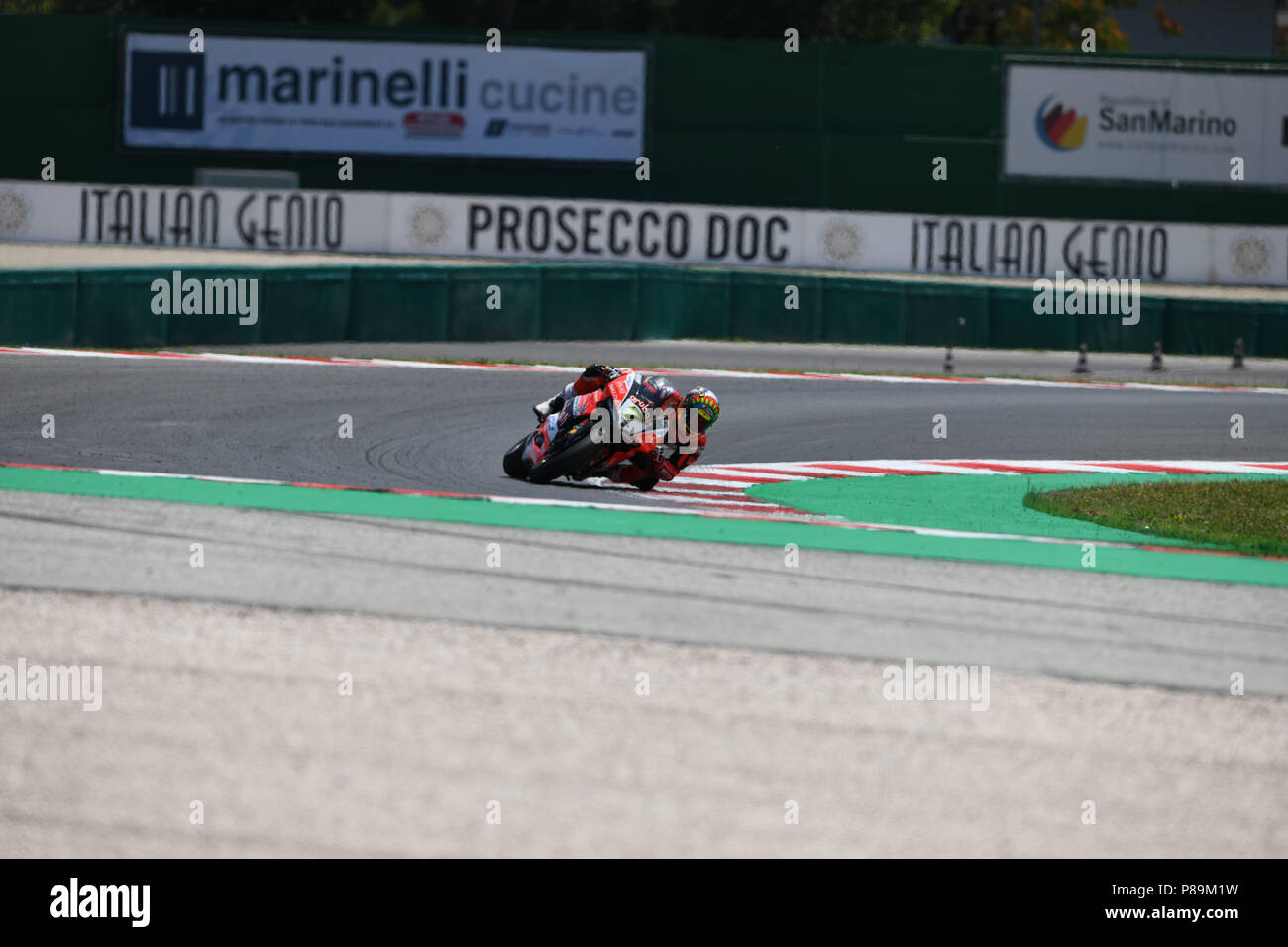 Misano Adriatico, Italien. 08 Juli, 2018. 7 Chaz Davies GBR Ducati Panigale R Aruba.it Racing Ducati während der MOTUL FIM Superbike Meisterschaft - Italienisch runden Sonntag Rennen während der World Superbikes-Stromkreis PIRELLI Riviera di Rimini rund, 6. - 8. Juli 2018 in Misano, Italien. Quelle: Fabio Averna/Pacific Press/Alamy leben Nachrichten Stockfoto