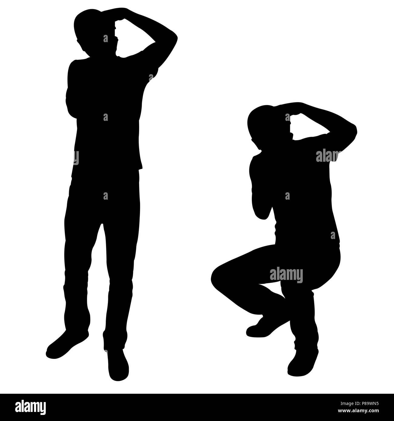 Silhouette von Menschen Bilder isoliert auf weißem Stockfoto