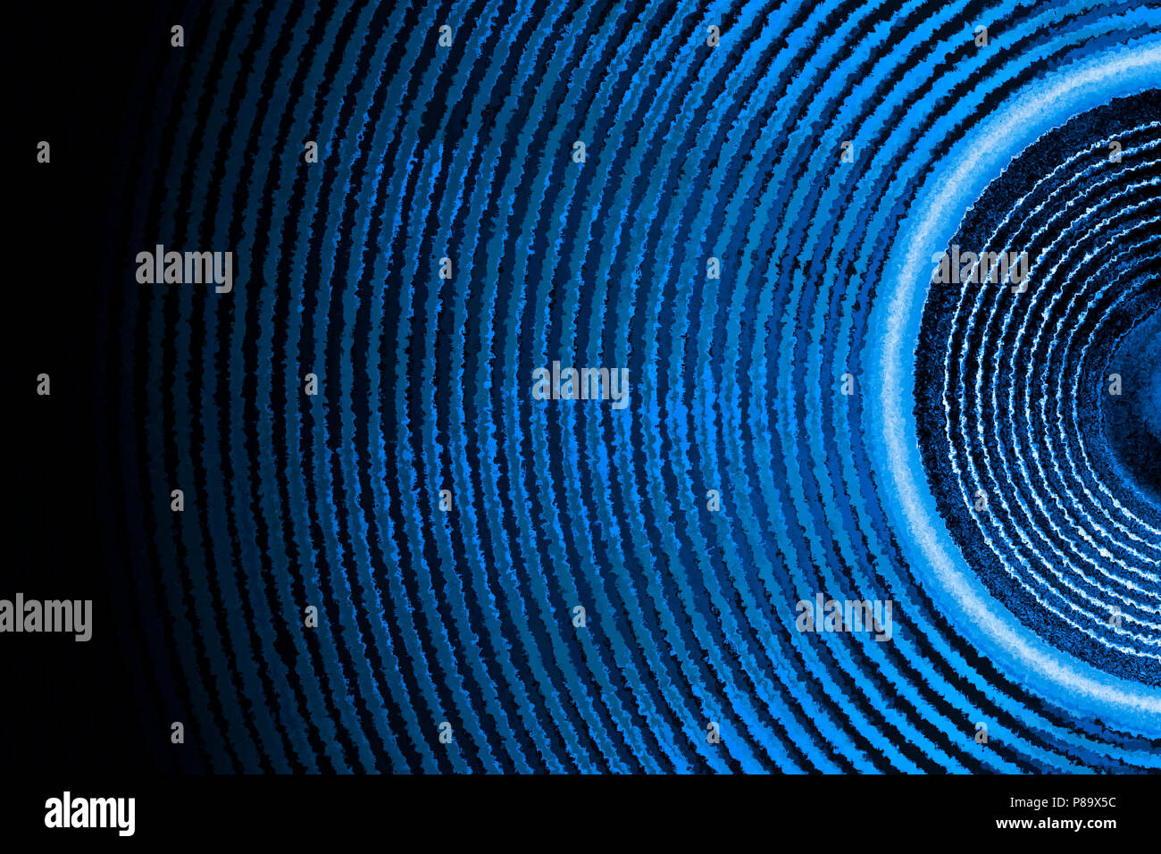 Blau und Schwarz Musik Lautsprecher Schallwellen Hintergrund Stockfoto