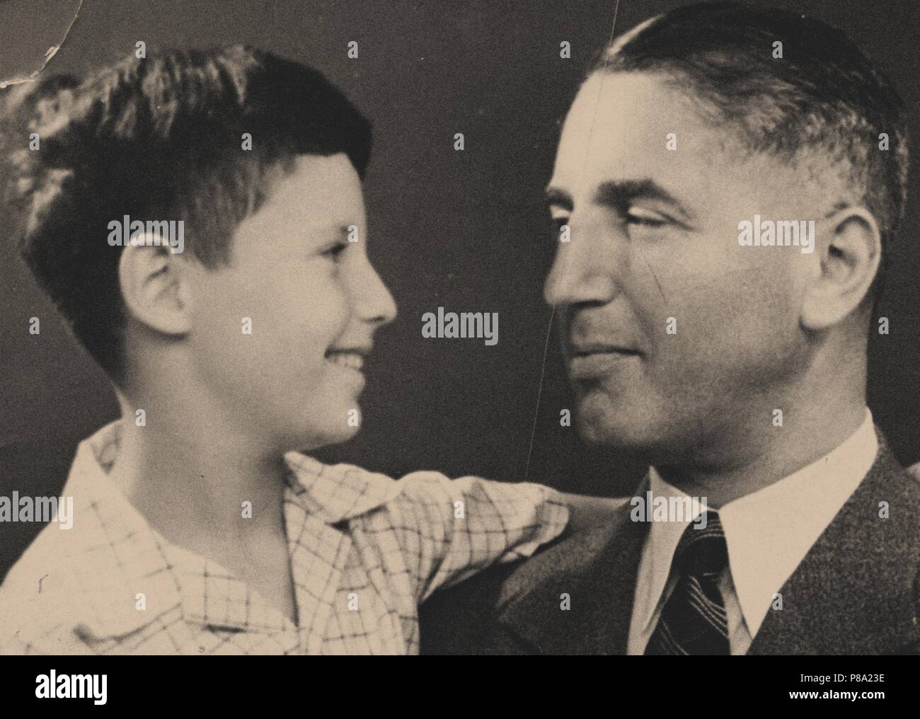 Fritz Pfeffer mit Sohn Werner. Museum: Anne Frank Haus Museum, Amsterdam. Stockfoto