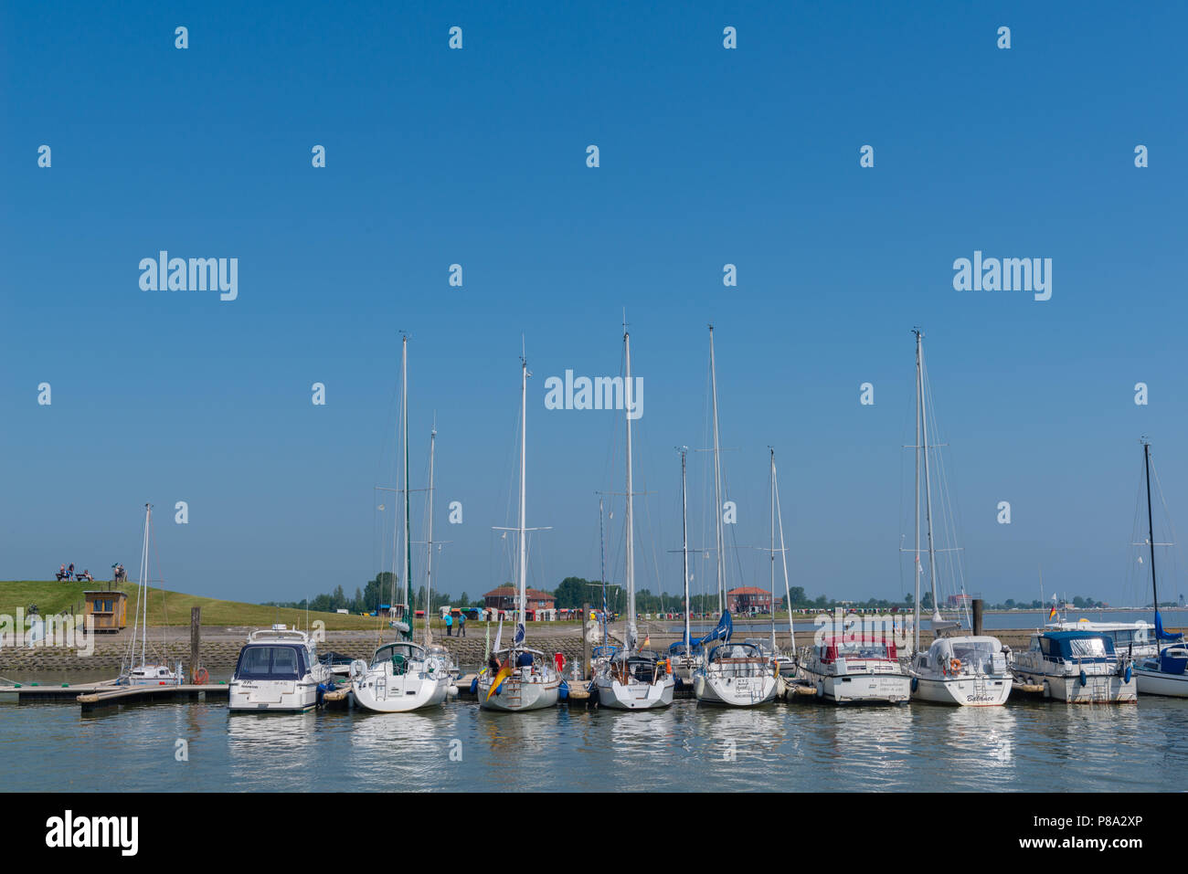 Jachthafen von Wiefelstede, Nordsee, Ostfriesland, Niedersachsen, Deutschland, Europa Stockfoto