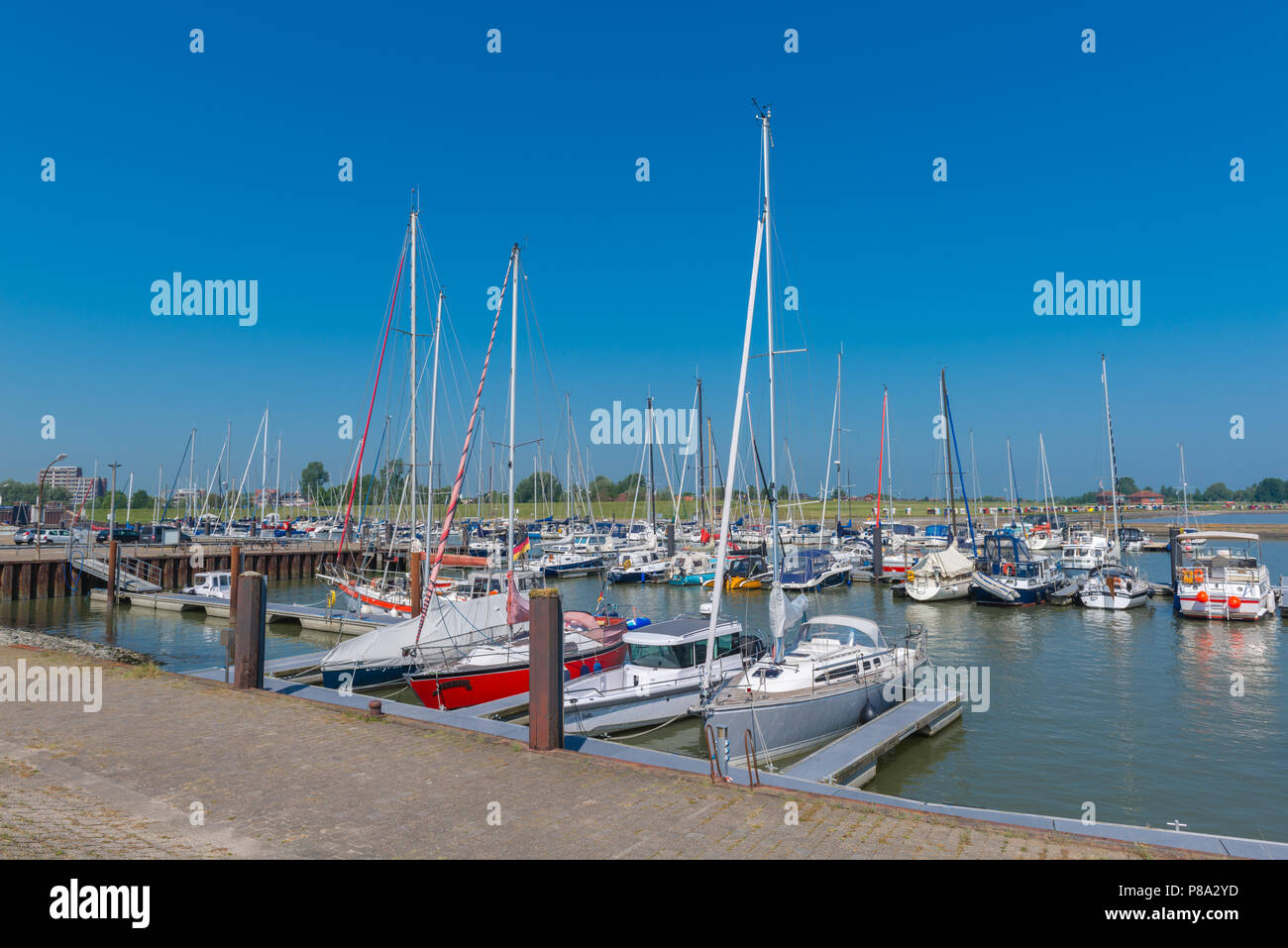 Jachthafen von Wiefelstede, Nordsee, Ostfriesland, Niedersachsen, Deutschland, Europa Stockfoto