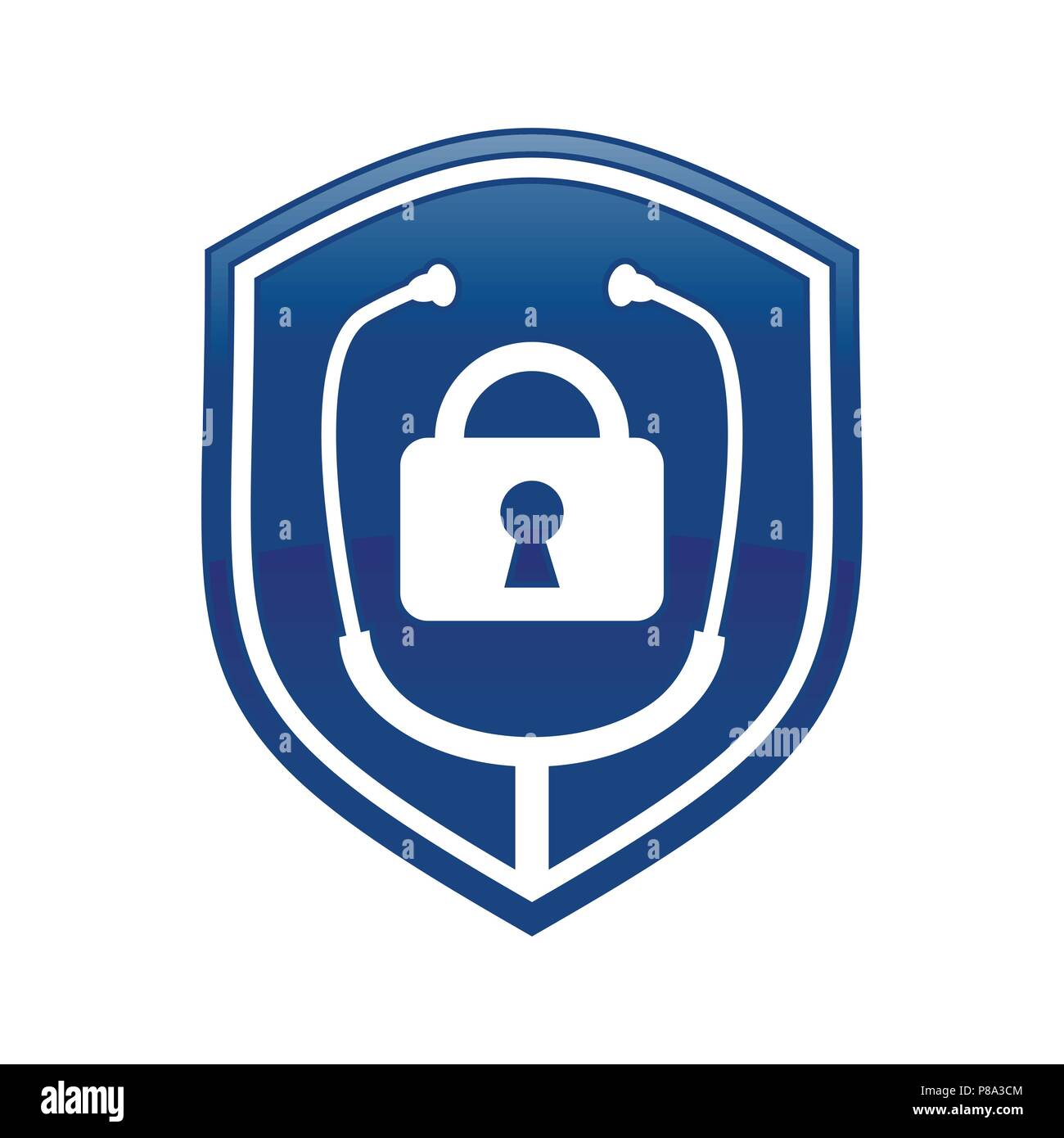 Lock Arzt Shield Logo blau Vektor Symbol Grafik Logo Design Template Stock Vektor