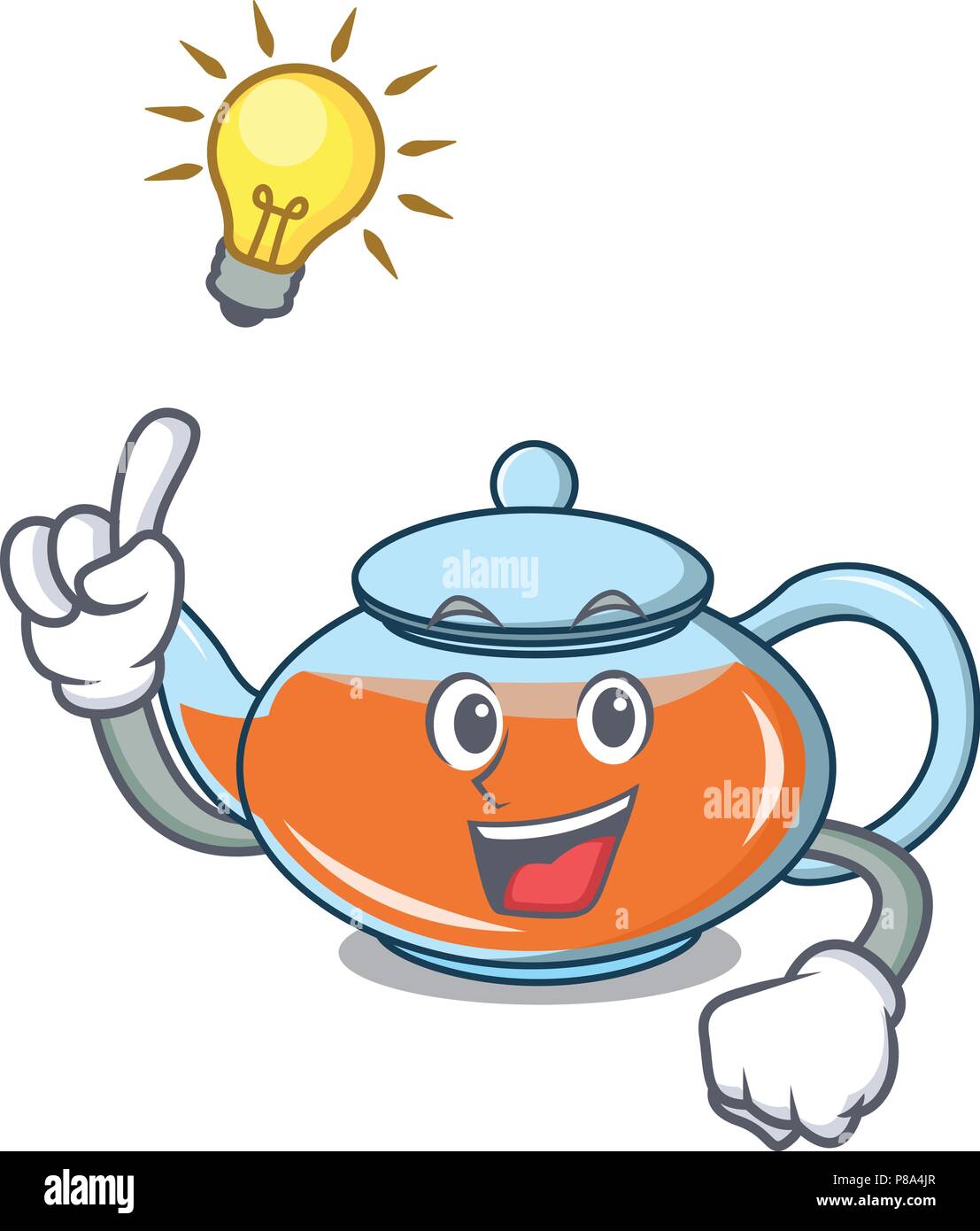 Eine Idee haben transparente Teekanne Charakter Cartoon Stock Vektor