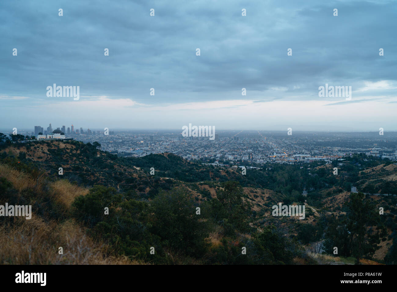 Los Angeles Panorama, Aussicht vom die Hollywood Hills Stockfoto