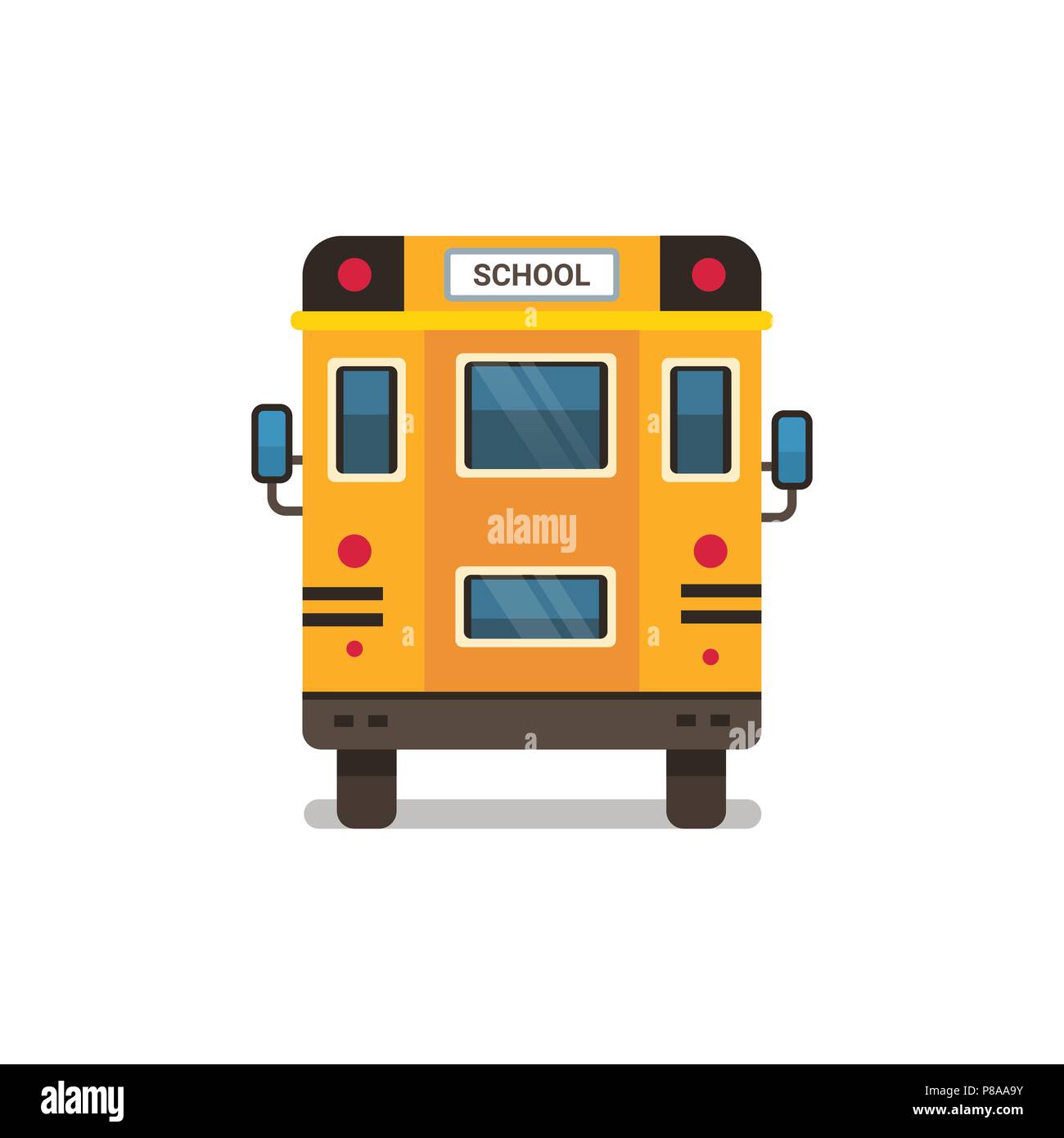 Yellow School Bus hinten Schüler anzeigen Verkehrskonzept auf weißem Hintergrund waagrechten Stock Vektor