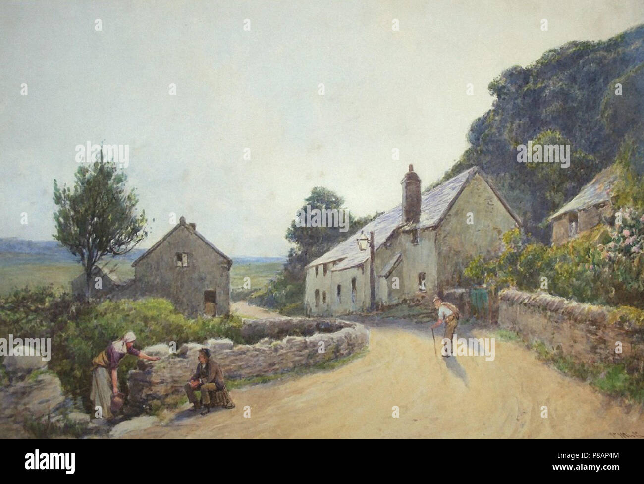 Weiß John-Village Szene in der Nähe von Branscombe Stockfoto