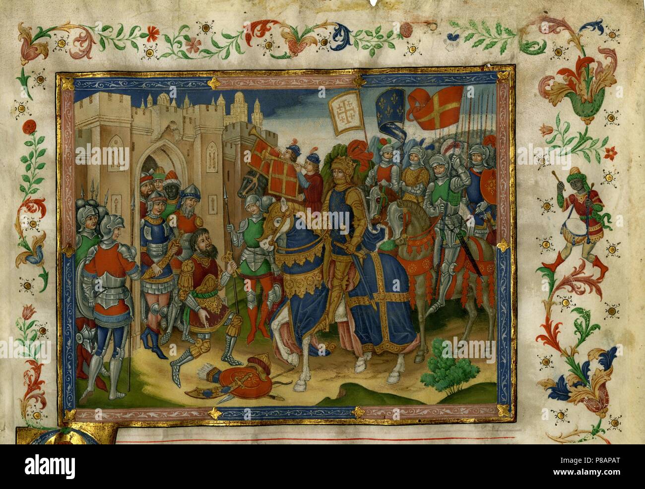 Die triumphierende Eintrag der Kreuzfahrer in Jerusalem. Von der "Antiphoner Quidcumque ligaveris...'. Museum: Reed College Library. Stockfoto