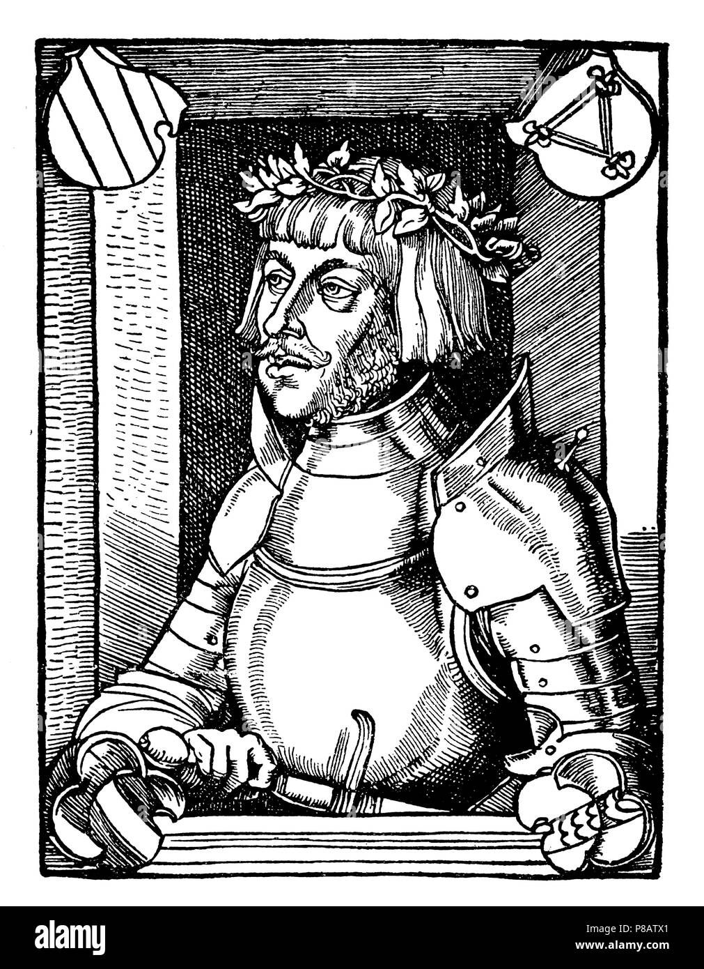 Ulrich von Hutten (1488-1523). Nach einem Holzschnitt aus dem gleichen Jahr, in dem er seinen bekannten Kampf Song erschien, 1923 Stockfoto