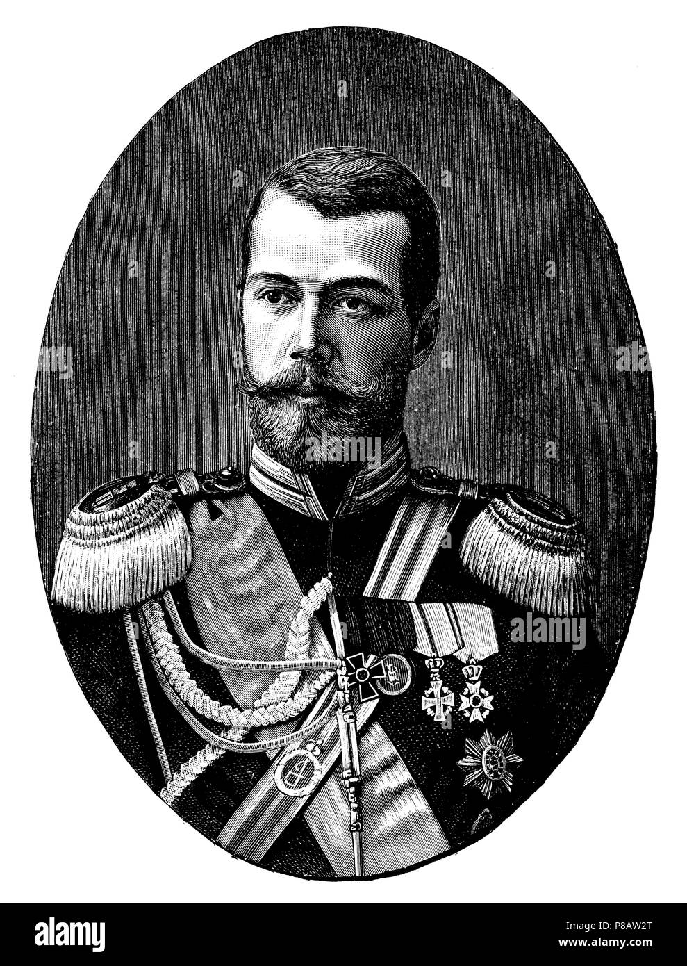 Nikolaus II (Russisch Николай II native Nikolaus Alexandrowitsch Romanow, Russisch Николай Александрович Романов, 1868-1918), Stockfoto