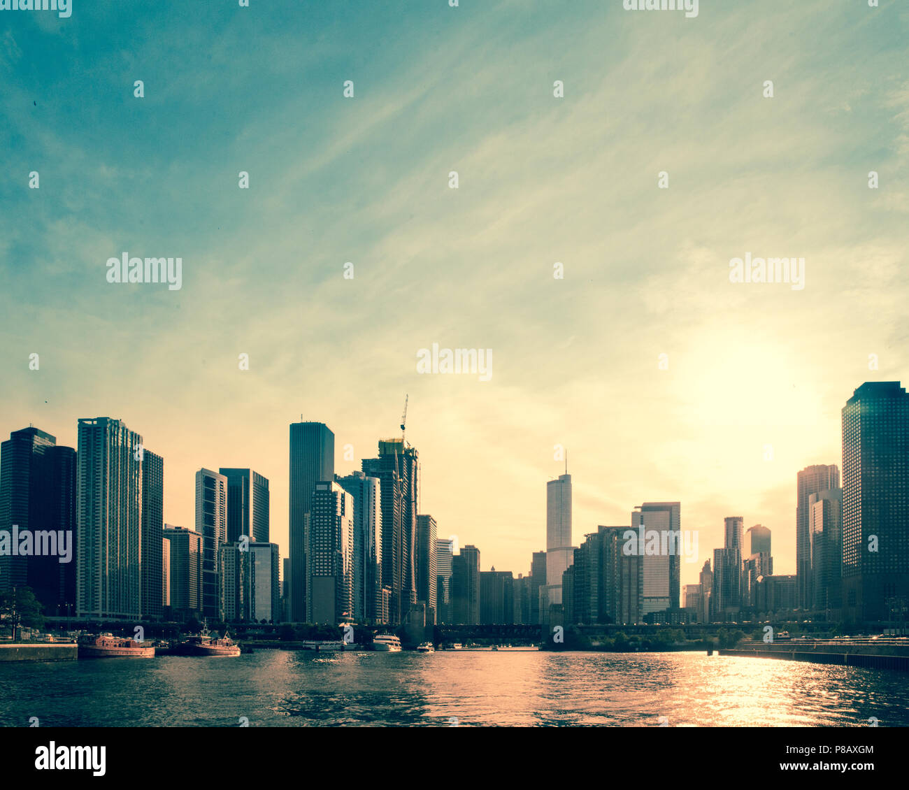 Downtown Skyline von Chicago und den Lake Michigan Stockfoto