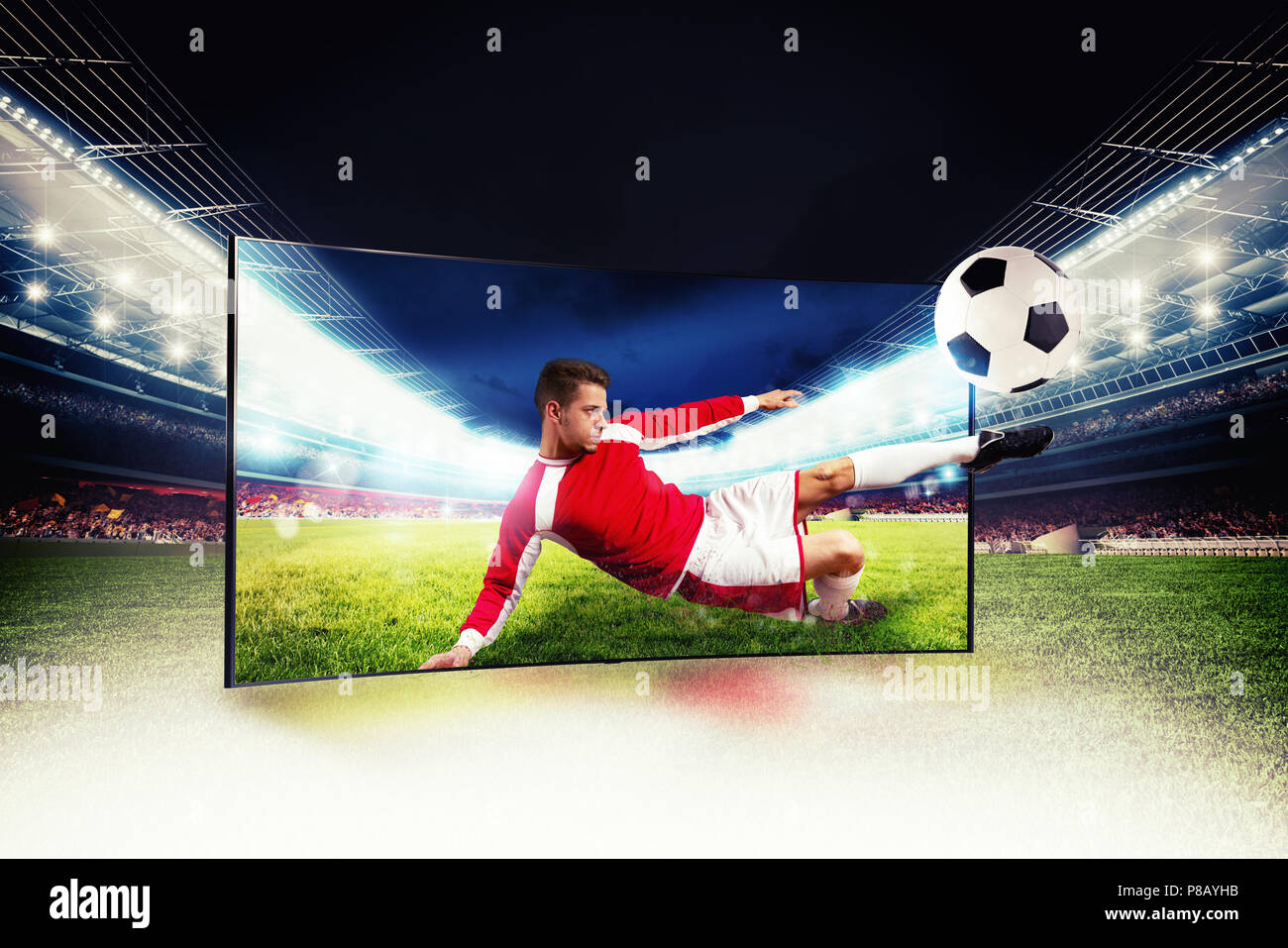 Realismus der sportlichen Bilder auf High Definition Television Stockfoto
