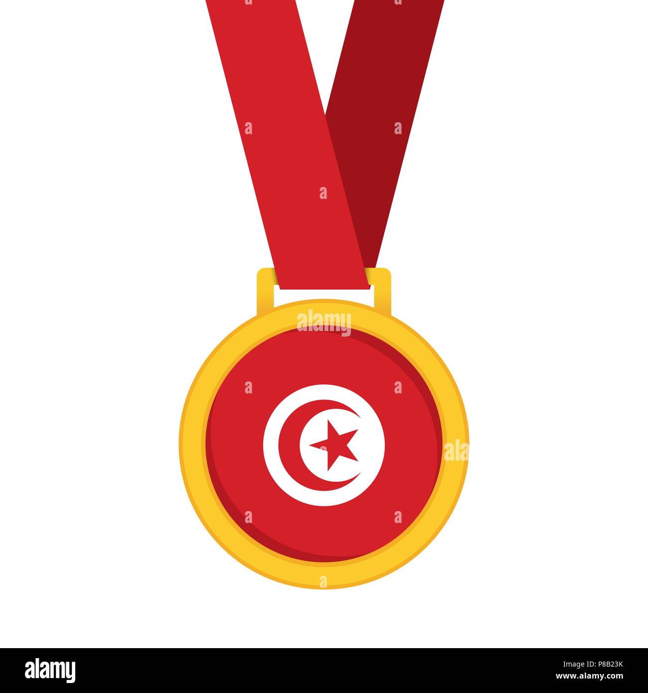 Tunesien Flagge gold erste Platzsieger Medaille. Stock Vektor