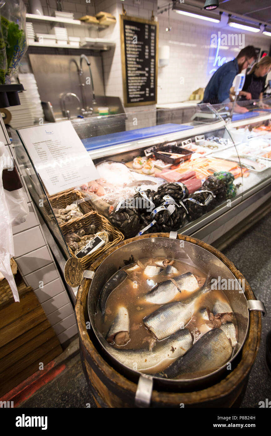 Hotorgshallen Food Hall, Hötorget, Stockholm, Schweden Stockfoto