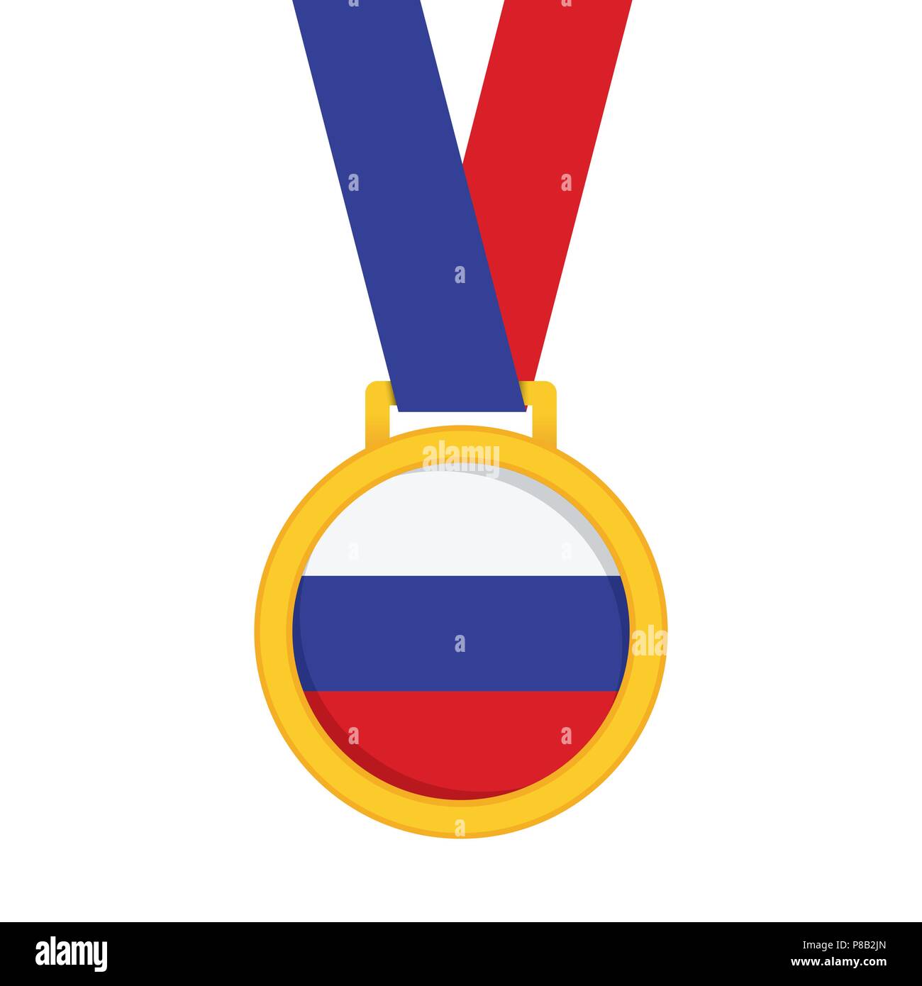 Russland Nationalflagge gold erste Platzsieger Medaille. Stock Vektor