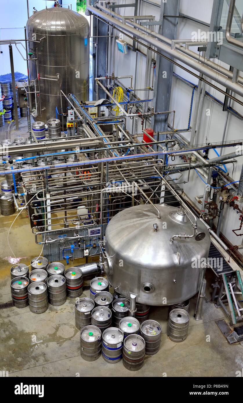 Abfüllung Produktion, Healeys Cyder, Penhallow Farm Cornwall, Truro, Cornwall, England, Großbritannien Stockfoto