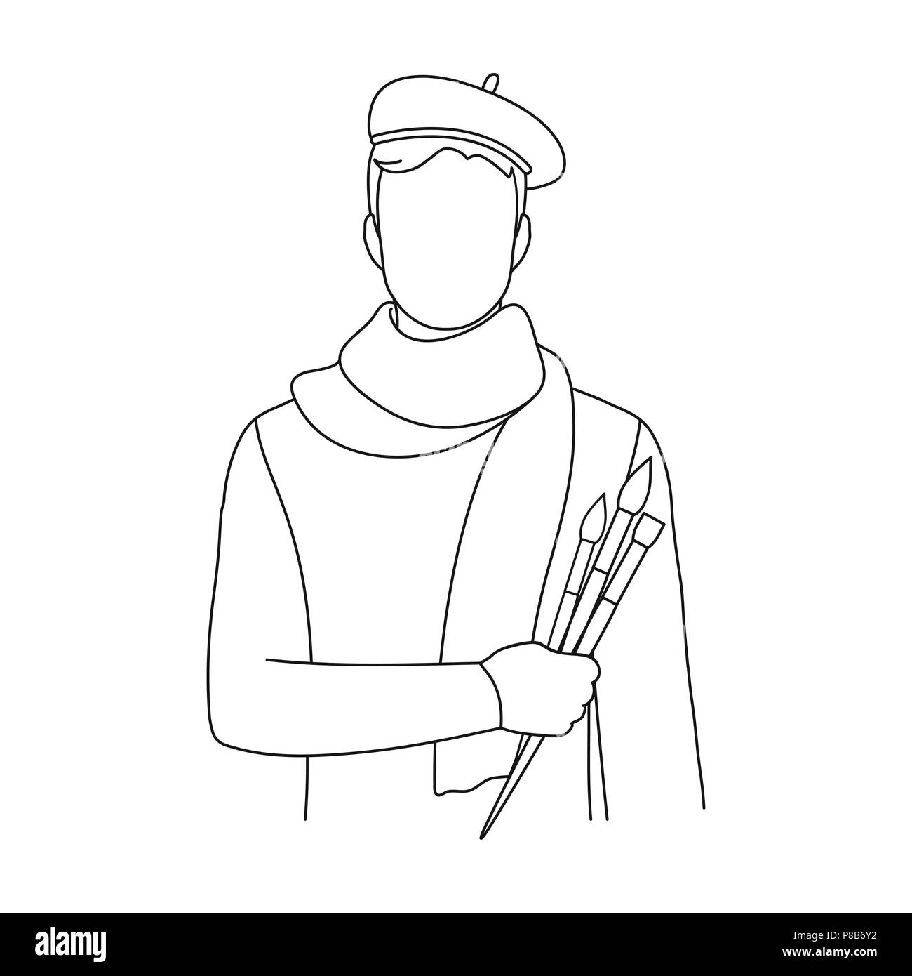 Artist. Berufe einzelnen Symbol in der gliederungsansicht Stil vektor Symbol lieferbar Abbildung. Stock Vektor