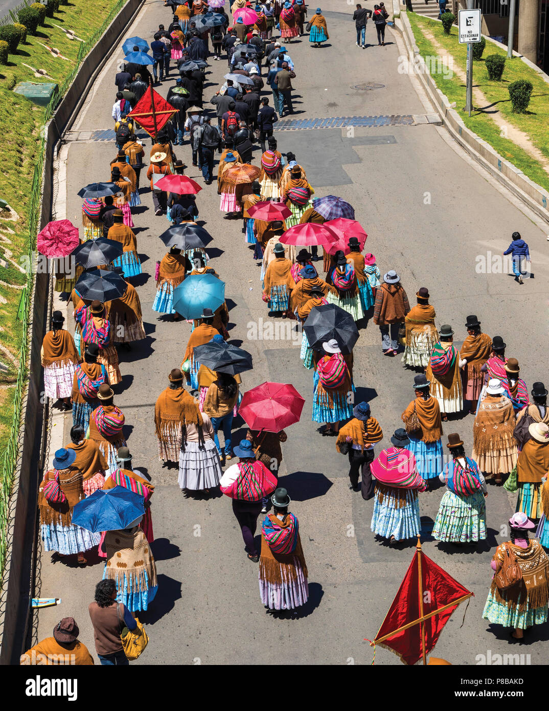 Indigenen coca Bauern protestieren gegen Bolivien, La Paz, Bolivien Stockfoto