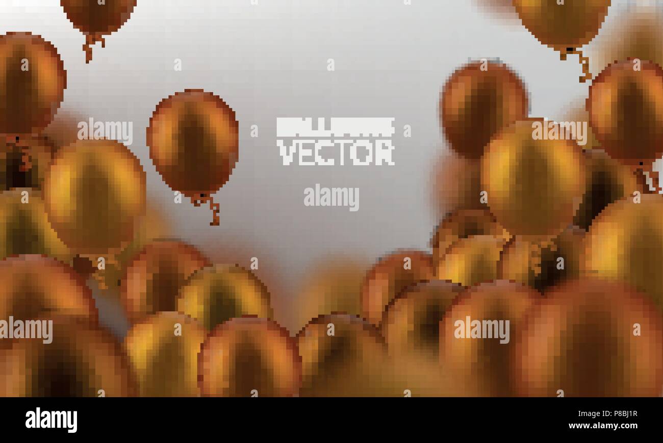 Vektor Illustration party Flying orange realistische Luftballons. Defokussierten makro Wirkung. Vorlagen für Plakate, Banner, Flyer, Präsentationen und r Stock Vektor