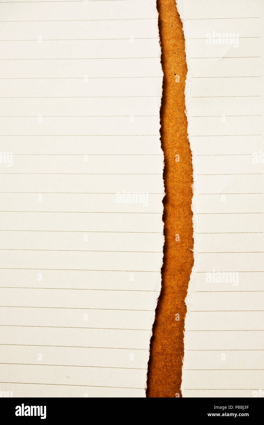 Papier zerrissen in der Hälfte Stockfoto