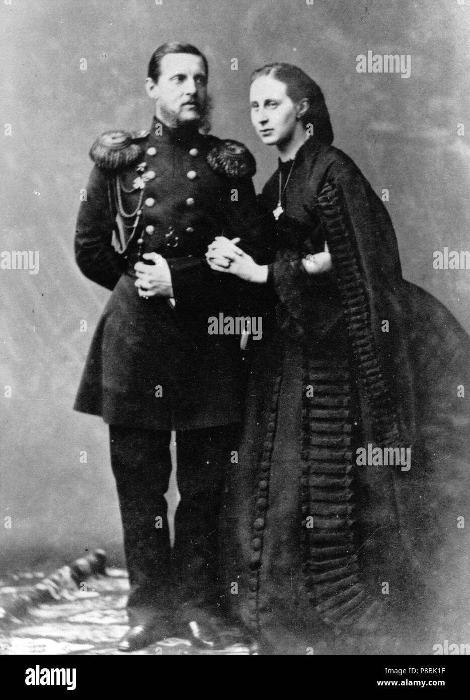 Portrait von Großfürst Constantin Nikolaevich von Russland (1827-1892) mit seiner Frau, Großfürstin Alexandra Iosifovna von Saxe-Alt. Museum: Staatliche Russische Film und Foto Archiv, Krasnogorsk. Stockfoto